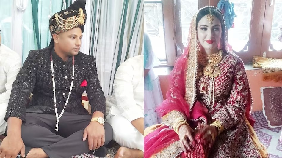 Mumbai cricketer Sarfaraz Khan ties the knot with a woman from Jammu and Kashmir, seen in an elegant black Sherwani during his visit to his new in-laws' residence.